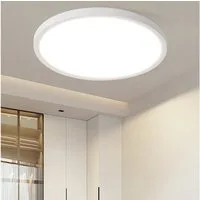 Nettlife LED Deckenleuchte Badezimmer Flach 30CM 24W Rund Weiß, Nicht Dimmbar, LED fest integriert, Warmweiß, Küchenlampe für Flur Küche Schalfzimmer Klassenzimmer