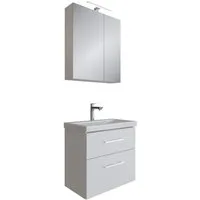 Planetmöbel Badmöbel-Set Badmöbel-Set mit Spiegelschrank 63cm, (Waschbeckenunterschrank, 3-St., Spiegelschrank Bad mit Beleuchtung)