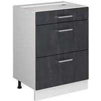 Vicco Unterschrank R-Line, Schwarz Beton/Weiß, 60 cm ohne Arbeitsplatte (1-St)