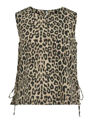 VILA - VIPRISILLA PRI O-NECK S/L TOP/VOL/RC/2 Birch - Gr. - 34