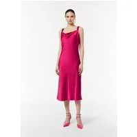 comma Midikleid Kleid Satinkleid mit Wasserfall-Ausschnitt