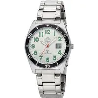 MASTER TIME Quarzuhr Herrenuhr Super Power MTGA-10859-41M, Funk, grüne Ziffern, Edelstahl