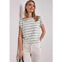 STREET ONE Shirttop Streifenmuster mit Glitzerdetails, seitliche Schlitze
