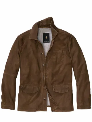 Mey & Edlich Herren Chore-Lederjacke Braun 100 % Ziegenveloursleder