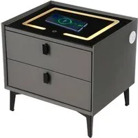 oyajia Nachttisch Nachttisch mit LED-Beleuchtung, mit 15W Kabelloses Laden,Beistelltisch (Schlafzimmer Nachttisch), Touch-Sensor-Licht, Modern Hochglanz Nachtschrank mit 2/3 Schubladen