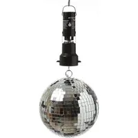 SATISFIRE Discolicht Spiegelkugel Set 20cm Discokugel mit Batteriemotor Partyeffekt Disko