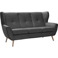 exxpo - sofa fashion 3-Sitzer ALVESTA, Loungesofa, Küchensofa, hoher Sitzkomfort, Ohrenbackensofa, gemütliche Rückenlehne, mit Knopfheftung und hohen Holzfüßen, in Cord