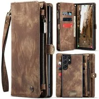CaseMe Handyhülle Caseme Samsung Hülle mit Zipper 2in1 Samsung S21-Braun