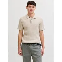 Jack & Jones Polokragenpullover JJEEMIL KNIT CABLE POLO SS LN mit Polokragen