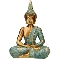 Figuren Shop GmbH Dekofigur Buddha Figur - Mint grün klein - Mythologie Fantasy Dekofigur Yoga