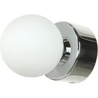 Licht-Erlebnisse Wandleuchte BRAZOS, ohne Leuchtmittel, Badlampe Wand Glas Chrom Kugelschirm rund blendarm Spiegelleuchte