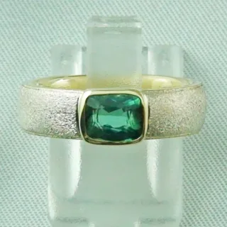 Turmalinring, Sterling Silber, 14k Gold, 1,23 ct Turmalin