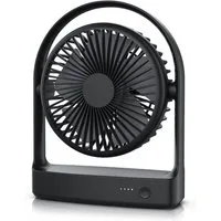 CSL Akku-Ventilator Tischventilator sehr leise, USB Mini Desk Fan, Schreibtischventilator, 4000 mAh, 320° Schwenkbereich, mobiler Lüfter, DC Motor energiesparend