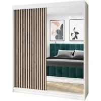 A&J MöbelLand GmbH Schiebetürenschrank MITI 2-türig Schrank mit Spiegel (Kostenlose Lieferung –nur für kurze Zeit! TOP ANGEBOT! Geräumiger Schrank mit viel Stauraum:6 Regalen und 1 Kleiderstange – -ideal zur Aufbewahrung von Kleidung und Accessoires.