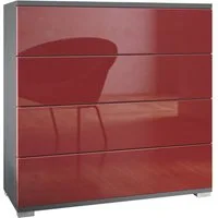 Vladon Kommode Pavos V3 (Sideboard, mit 4 Schubladen), Anthrazit matt/Bordeaux Hochglanz (76 x 76 x 35 cm)