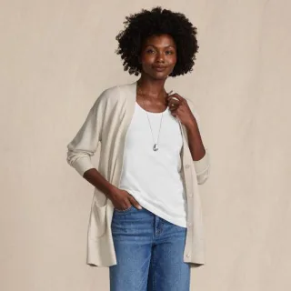Langer Merino-Cardigan für Damen, Damen, size: regular, Braun, Wolle, by Lands' End