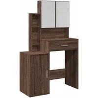 vidaXL Schminktisch Schminktisch mit Schrank Braun Eichen-Optik 80x35x132 cm (1-St)