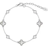 Suzan Gold Silberarmband 925 Silber Luckra Perlmutt-Kleeblätter wasserfest