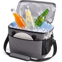 relaxdays Kühltasche mit Tragegriffen, 30 l, grau, 30 L