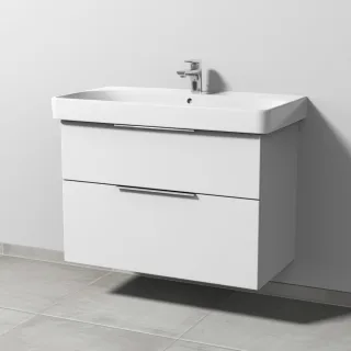 Sanipa 3way Waschtischunterbau zu Geberit Smyle Square Waschtisch mit 2 Auszügen, Weiß-Soft UM67143