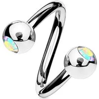 viva-adorno Piercing-Set Lippenpiercing Spirale Twist Labret Zirkonia Ohrpiercing Edelstahl, Kristall Doppel Kugel Chirurgenstahl