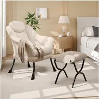GarveeMore Ohrensessel mit klappbarem FußHocker,bequeme Lounge-Sessel, Relaxsessel für kleine Wohnungen,Wohnzimmer und Schlafzimmer