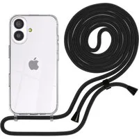 EAZY CASE Handykette Hülle mit Kette für Apple iPhone 17 6,3 Zoll, Handykette Hülle mit Band Slimcover Schutzhülle Schwarz
