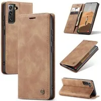 CaseMe Handyhülle Premium Hülle für Samsung Klapphülle Samsung S25-Hellbraun