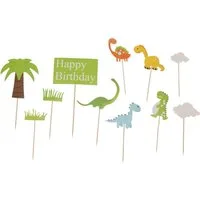 Free & Easy Tortenstecker, Cake Topper Happy Birthday mit Dinosaurier Kindergeburtstag 11er Set