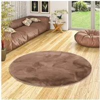 Pergamon Fellteppich Fellteppich Luxus Super Soft Plush Rund, Rund, Höhe: 25 mm