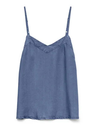 VERO MODA - VMBREE SINGLET TENCEL TOP GA medium blue denim - Gr. - S