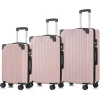 YONSLY Kofferset Trolleyset Hartschale 3-teilig, Reisekoffer Set mit 360° ABS Trolley, 4 Rollen, (3 tlg., Sicherheitsschloss & Weichem Gummigriff, 210D-Futter Handgepäck M L XL), 3er Set – Stabiles Leichtgewicht für Business und Reise