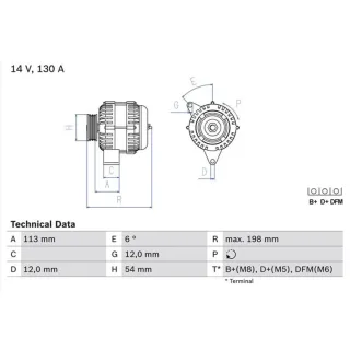 Bosch Lichtmaschine 130A Saab 9-3 9-3x 9-5 1,9