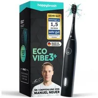 happybrush Schallzahnbürste Eco Vibe 3+ AllBlack - 100 Tage Probeputzen - 8 Wochen Power Akku, Aufsteckbürsten: 1 St., Eco Vibe 3+, 3 individuelle Putz-Modi, Schalltechnologie
