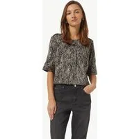comma Kurzarmbluse Bluse Bluse mit All-over-Print aus Satin