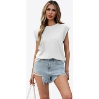 Imily Bela T-Shirt Damen Lässiges BasicTop mit kurzen Ärmeln (Packung, 1-tlg., 1per-Pack) einfarbig