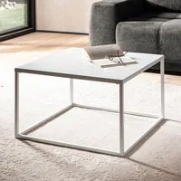 FINEBUY Couchtisch FB102988 Sofatisch 60 cm Weiß Metall Wohnzimmertisch Tisch (Sofatisch Industrial Design Weiß, 60x60x40 cm), Wohnzimmertisch Kaffeetisch mit Metall-Gestell