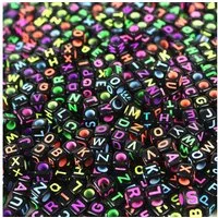 Kopper-24 Bastelperlen Buchstaben Perlen, 1000 Stück, 6x6 mm, schwarz mit bunten Buchstaben, (1000-tlg)