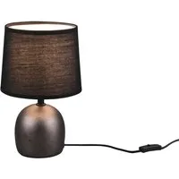 Reality Leuchten LED Nachttischlampe, Dimmfunktion, LED wechselbar, Warmweiß, kleine skandinavische Landhausstil mit Stoff Lampenschirm Schwarz 26cm