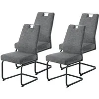 HELA Freischwinger KERTIN (Set, 4 St), XL Sitzbreite, Griff, Federkorb, 140kg belastbar