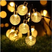 Rosnek LED-Lichterkette Lichterkette Außen Solar, Solar Lichterkette Aussen Kristall Kugeln, 5/9M Wasserdicht LED Solarlichterkette für Garten, Party, Weihnachten