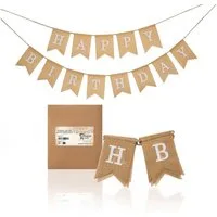 PHENO FLAGS Flagge Happy Birthday Stoff-Wimpelketten (2m und 2,5m), wiederverwendbare