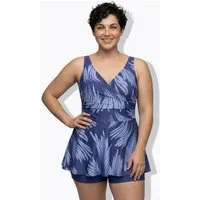 Ulla Popken Badekleid Badekleid mit Shorts Softcups Drapierung recycelt