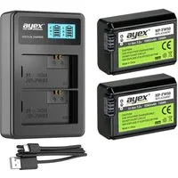 ayex 2x NP-FW50 Akku für Sony + USB Dual-Ladegerät Kamera-Akku
