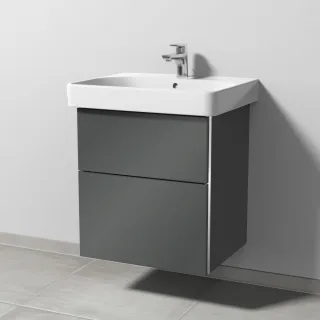 Sanipa 3way Waschtischunterbau zu Geberit Smyle Square Waschtisch mit 2 Auszügen, Anthrazit-Glanz BS67079