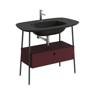 VitrA Plural Set 100 cm Waschtischunterbau mit 1 Vollauszug und Möbelwaschtisch Schwarz Matt,80467 80467