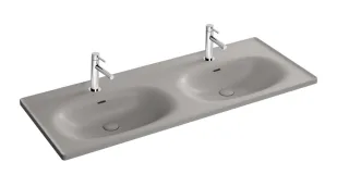 VitrA Equal Doppelmöbelwaschtisch 130 cm 2 Becken mit Hahnlochbank 2 Hahnlöcher 2,7244B476-0001 7244B476-0001