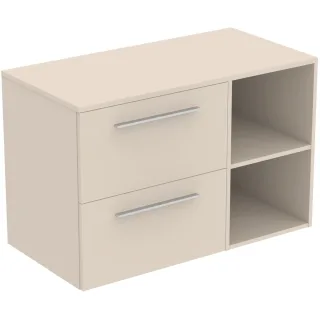 Ideal Standard Möbel-Set 100cm i.life B 2 Auszüge 2 off.Fächer Gr.Chrom Sandbeige matt, T5753NF T5753NF