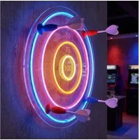 JUST LIGHT LED Dekolicht, LED-Leuchtmittel fest verbaut, Farbig, Neon LED Dartscheibe Kinderzimmer Dekolampe USB LED Pfeile D 46 cm