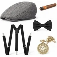 Kostümheld® Kostüm 5 in 1 - 20er Jahre Kostüm Accessoires Herren Mafia Fasching Karneval, Einheitsgröße